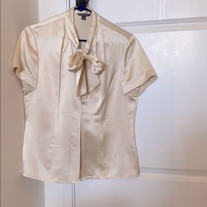 brooks brothers champagne silk top size 8